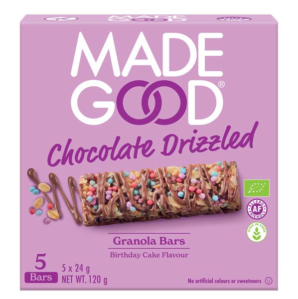 Madegood Chocolate Drizzled Birthday Granola Bars glutenfrei
