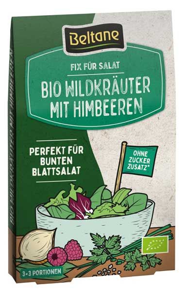 Beltane Salatfix Wildkräuter mit Himbeeren