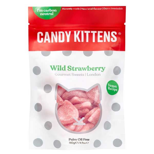 Candy Kittens Wild Strawberry Erdbeer-Kokos-Fruchtgummi vegan + palmölfrei