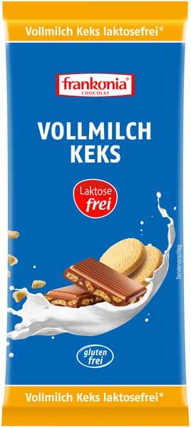 Frankonia Vollmilch-Keks-Schokolade gluten- und laktosefrei