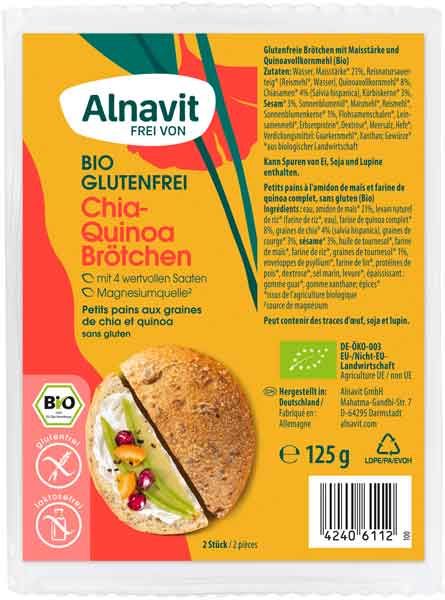 Alnavit Chia-Quinoa-Brötchen bio 125g