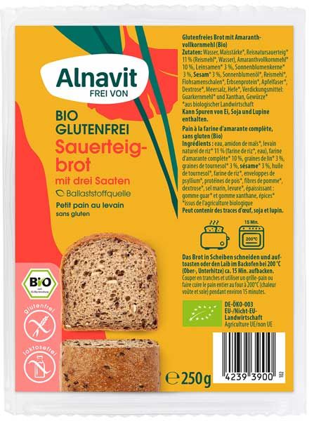 Alnavit Sauerteigbrot mit drei Saaten bio 250g