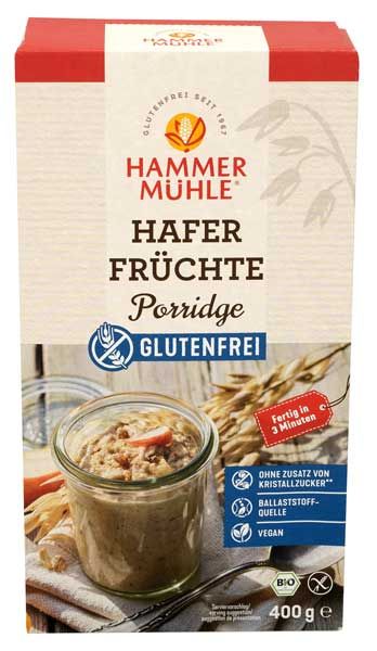 Hammermühle Hafer Früchte Porridge glutenfrei