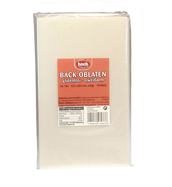 Hoch Back-Oblaten 122 x 202 mm glutenfrei