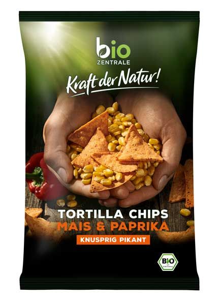 biozentrale Tortilla Chips Mais & Paprika bio 125g