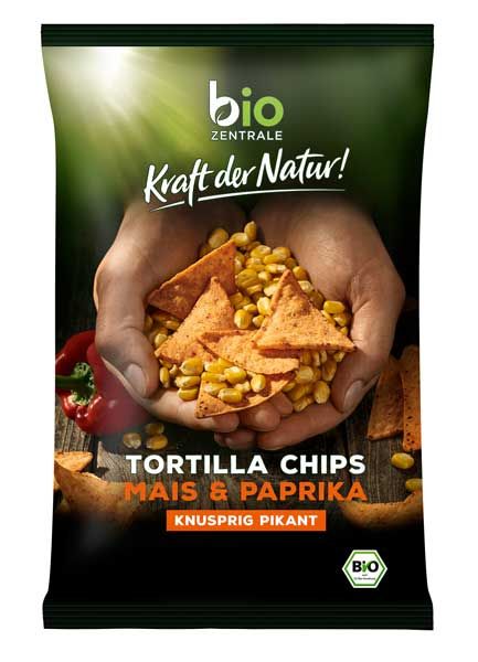 (MHD) biozentrale Tortilla Chips Mais & Paprika bio 125g