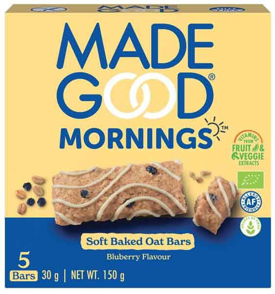 MadeGood Mornings Soft Baked Oat Bar Blueberry bio 150g