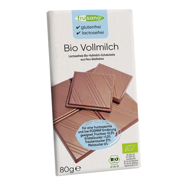 Frusano Bio-Vollmilch-Schokolade fructosefrei