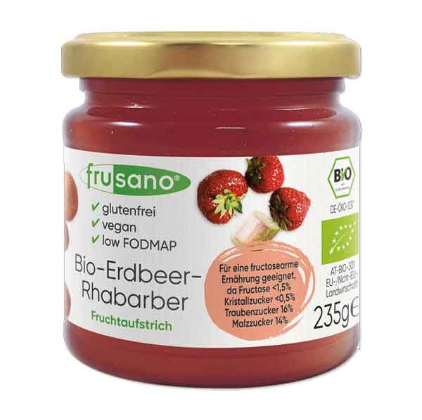 Frusano Bio Erdbeer-Rhabarber Fruchtaufstrich fructosefrei