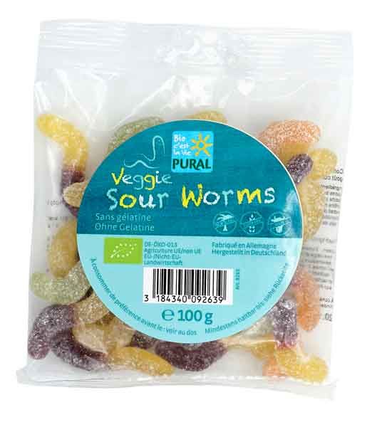 Pural Veggie Sour Worms bio 100g